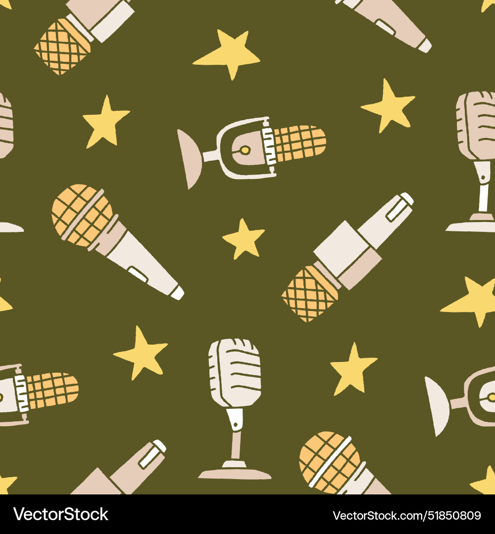 Microphone star sound seamless pattern for print Vector Image