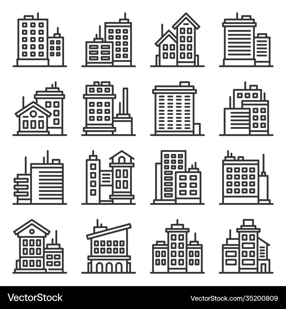 Office Building Icons - Architecture Set Vector Image