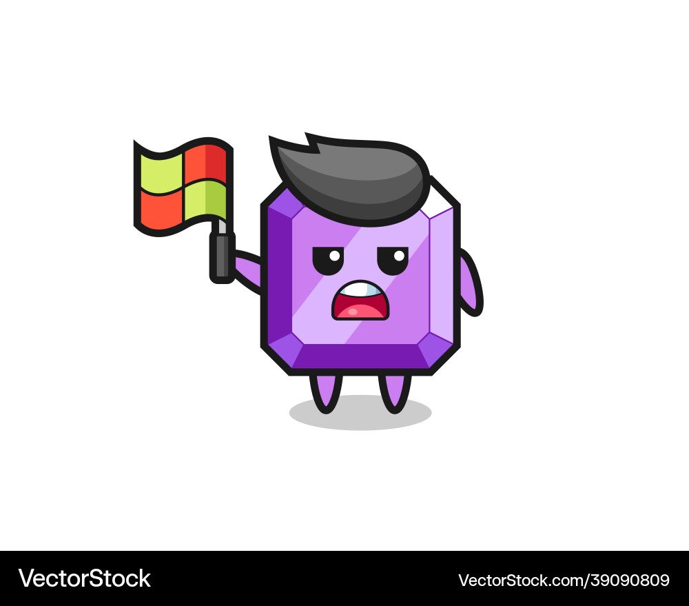 Purple gemstone character as line judge putting Vector Image