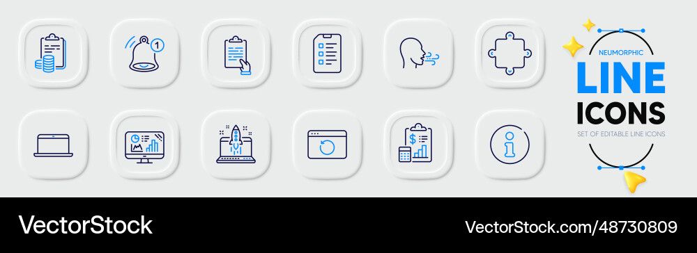 Puzzle checklist and reminder line icons for web Puzzle checklist and reminder line icons for web vector image
