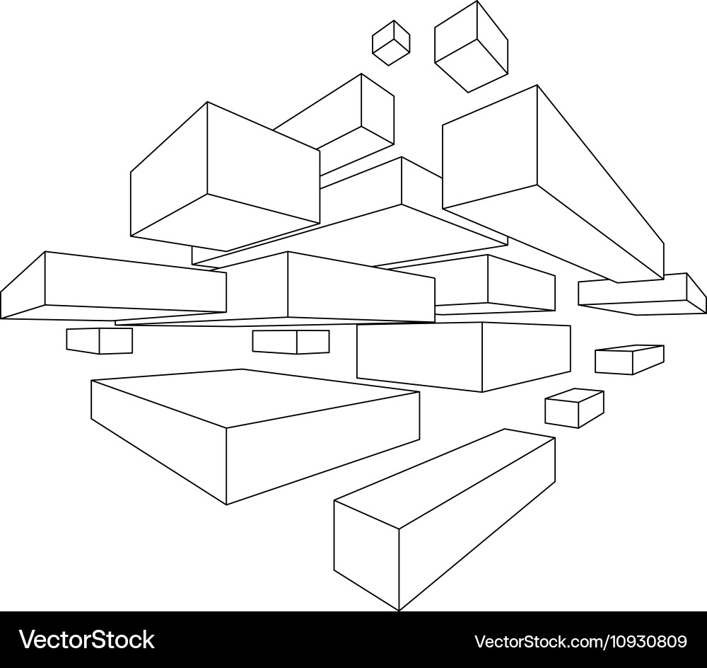 Rectangular shapes in two point perspective vector image