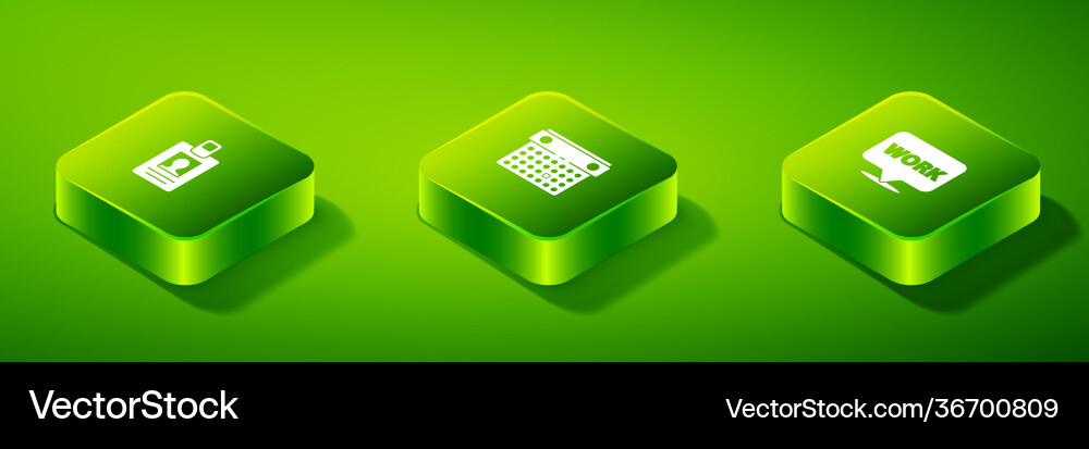 Set isometric calendar location with text work Set isometric calendar location with text work vector image