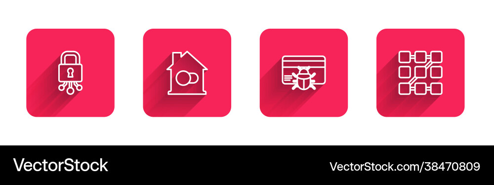 Set line cyber security smart home system bug Set line cyber security smart home system bug vector image