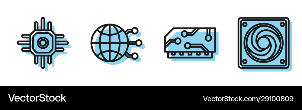 Set line ram random access memory processor vector image