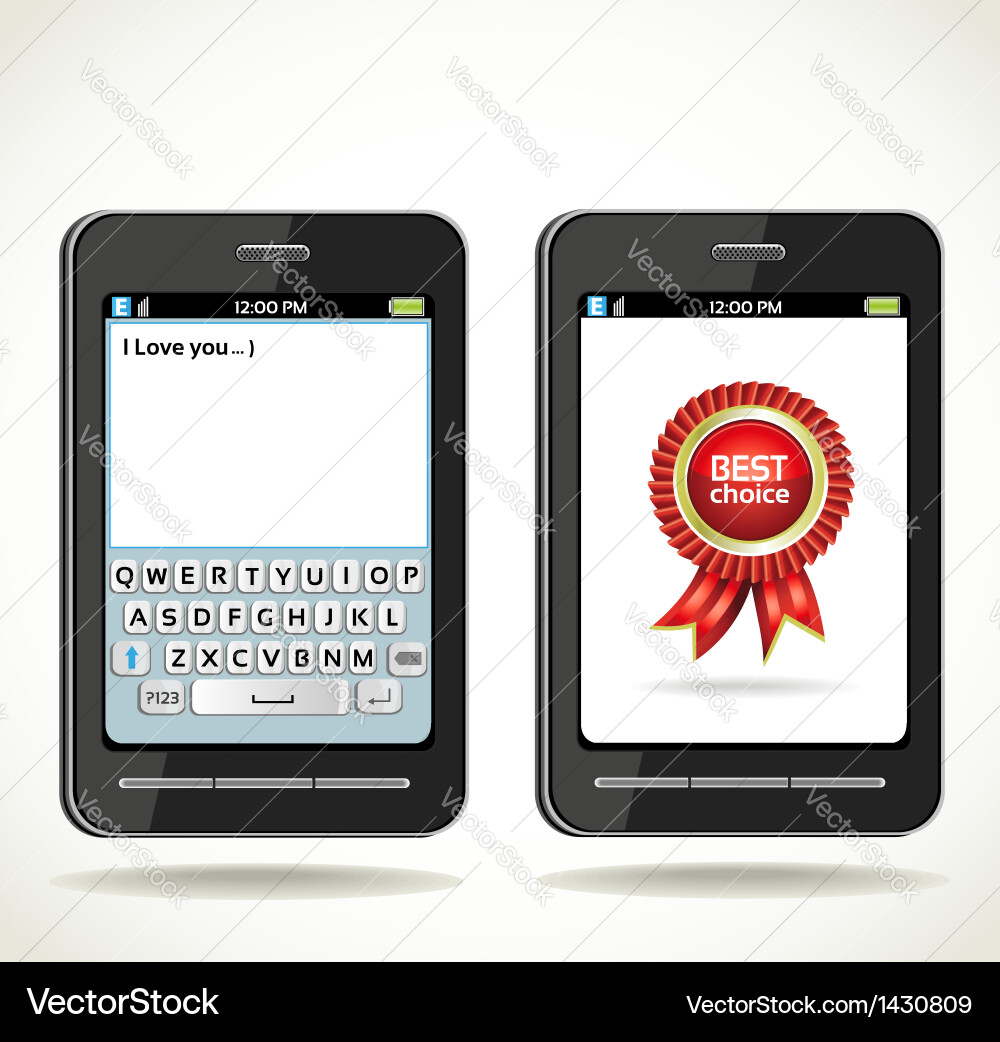 Smartphone with on screen keyboard vector image