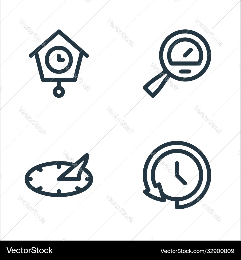 Speedometer and time line icons linear set Speedometer and time line icons linear set vector image