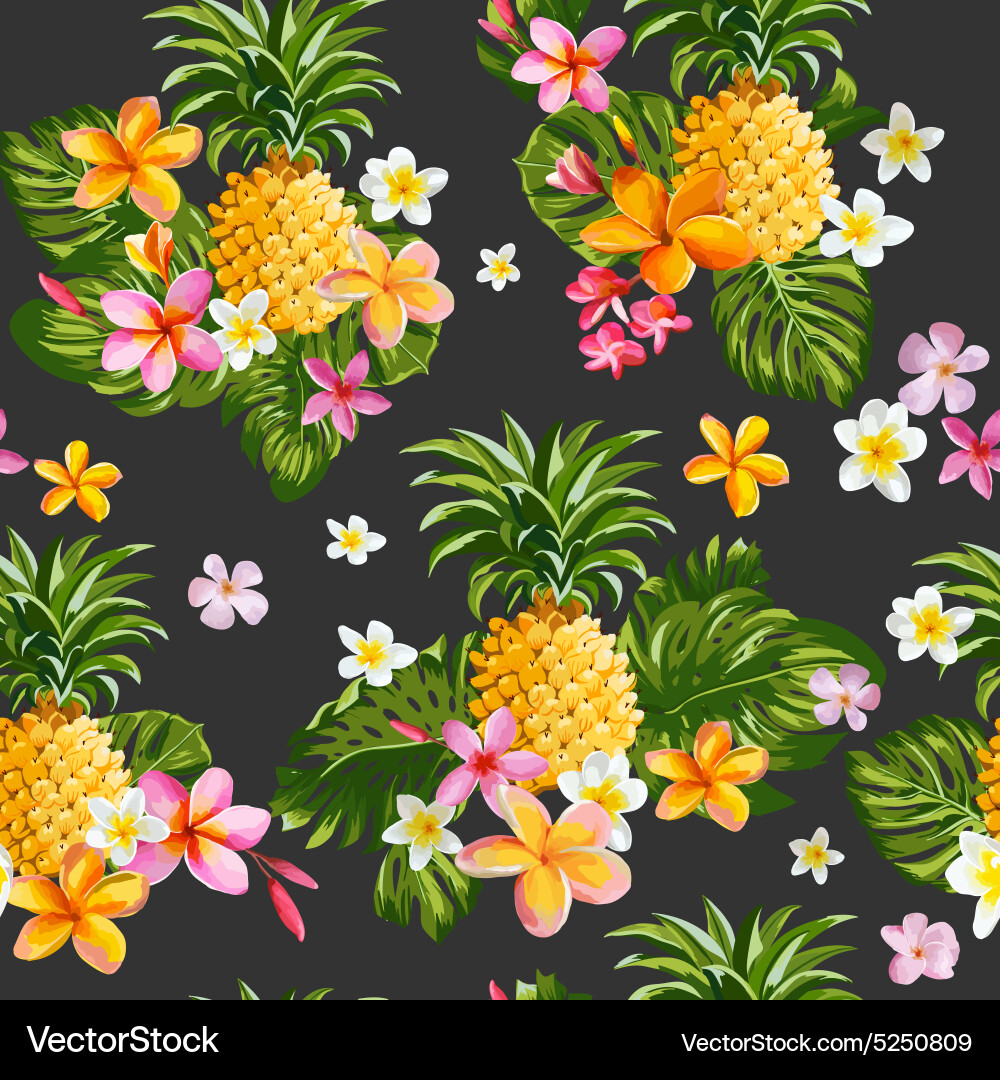 Tropical Pineapple Floral Pattern Vector Image