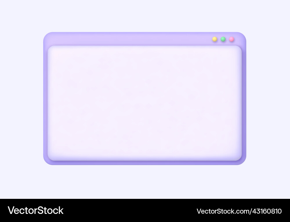 3d browser window blank isolated website page vector image