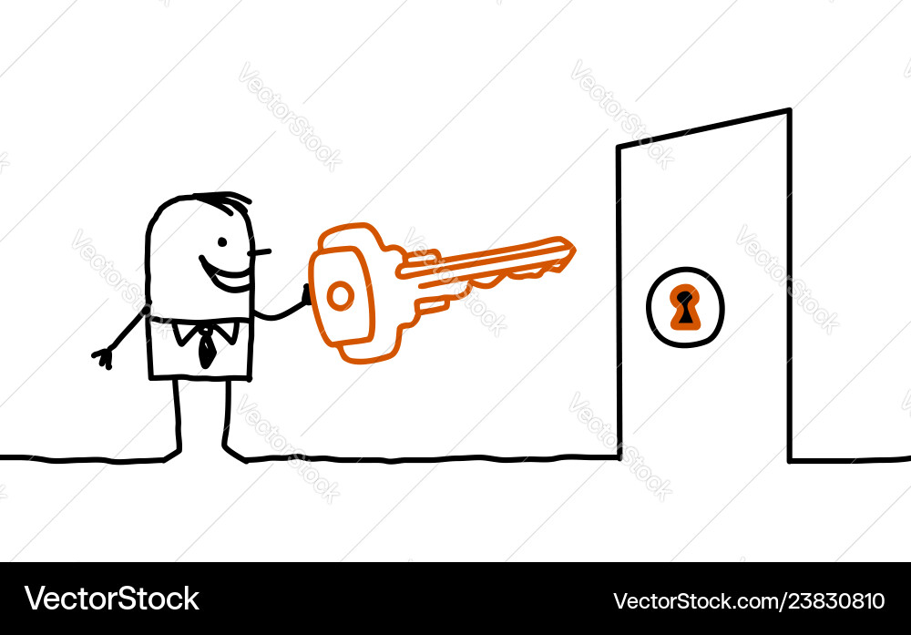 Cartoon characters - key and solution vector image