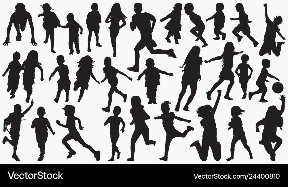 Child Running Silhouette Vector Image