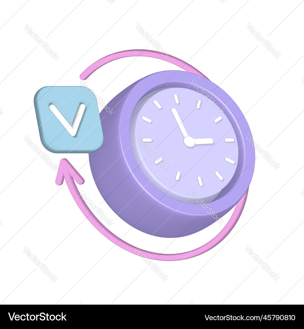Classic clock icon with checkmark and round arrow Vector Image