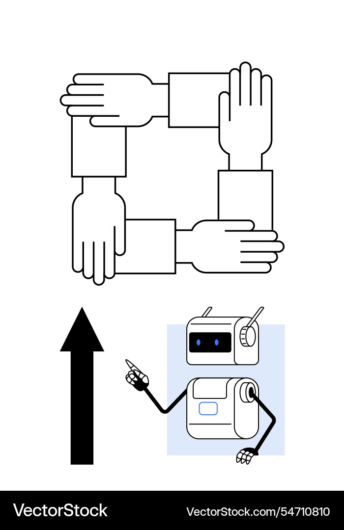 Collaboration symbol with robot Collaboration symbol with robot vector image