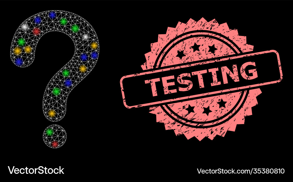 Distress testing seal and net question mark Vector Image