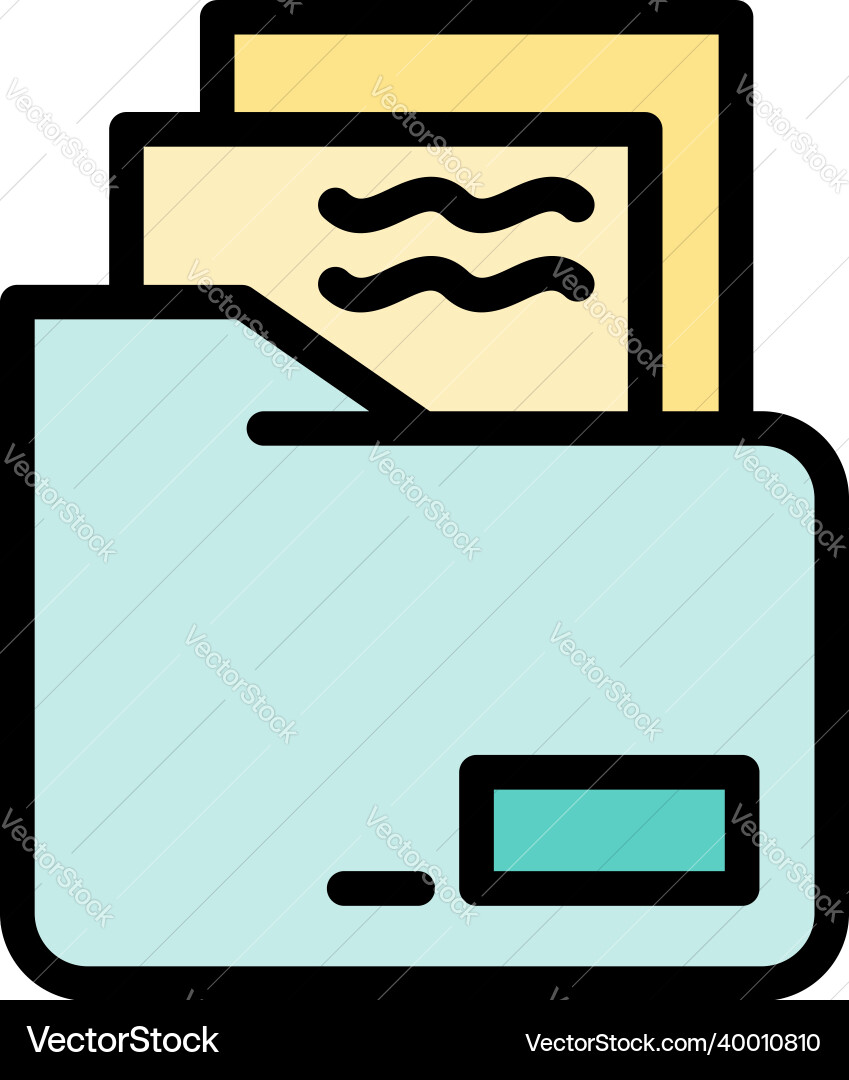 Documents in a folder icon color outline Documents in a folder icon color outline Vector Image