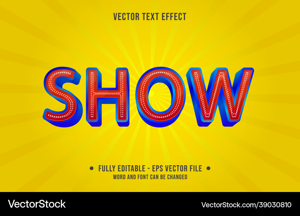 Editable text effect gradient style show with red Vector Image