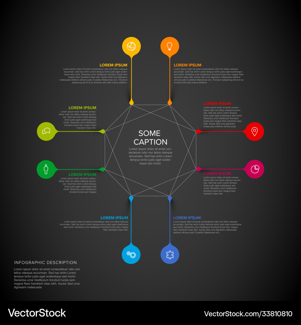 Eight elements infographic with droplet pointers Eight elements infographic with droplet pointers vector image