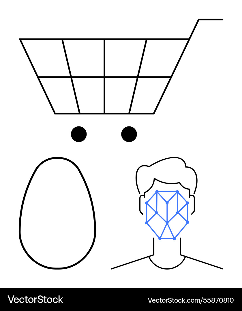 Facial recognition technology enabling secure Facial recognition technology enabling secure vector image