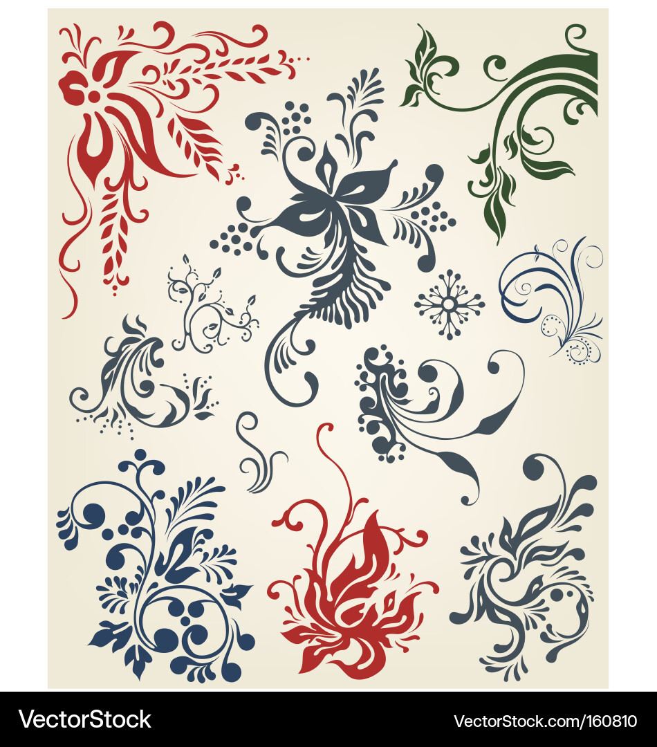 Floral Ornament Collection Vector Image