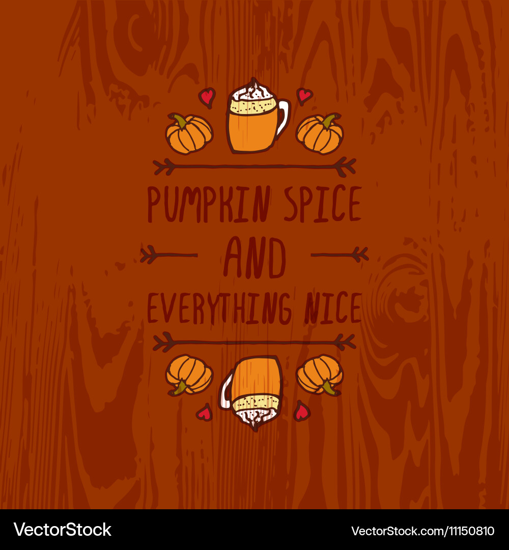 Handdrawn autumn element with text vector image