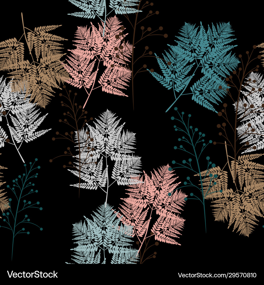 Herbs & Fern Pattern - Botanical Print Vector Image