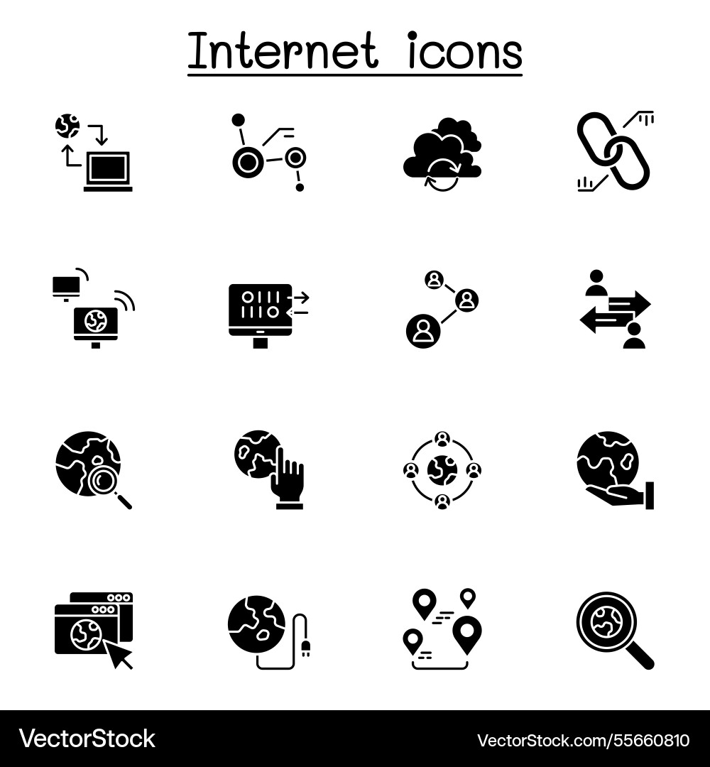 Internet connection icon set in glyph style Internet connection icon set in glyph style vector image