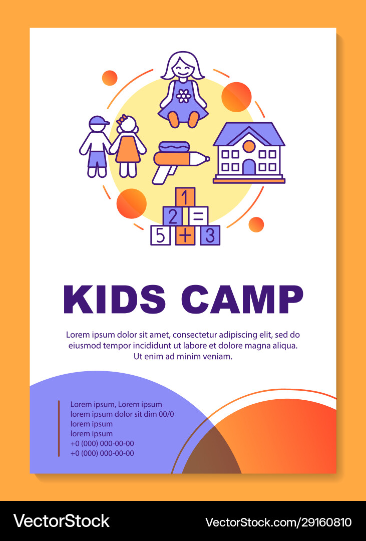 Kinder Sommercamp Broschüre Vorlage Kinder Sommercamp Broschüre Vorlage vektorbild