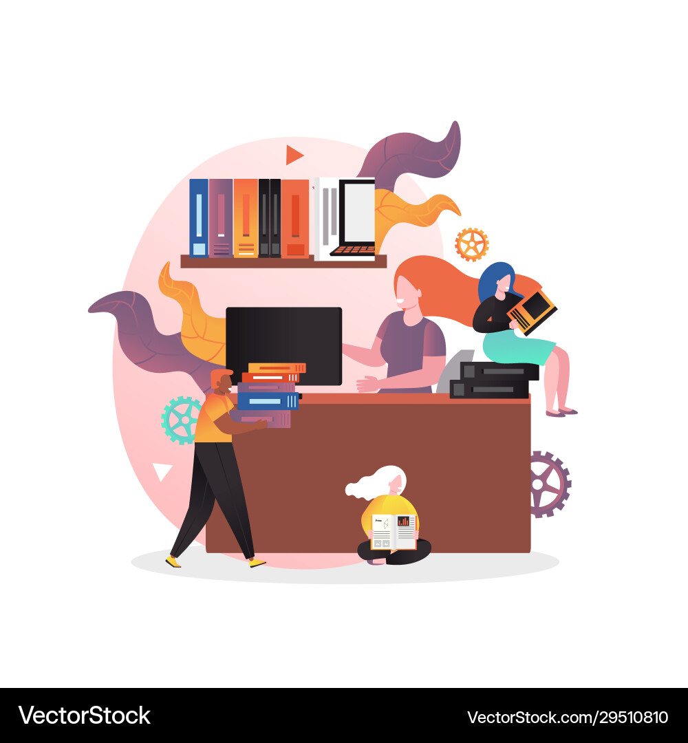 Library concept for web banner website Library concept for web banner website Vector Image