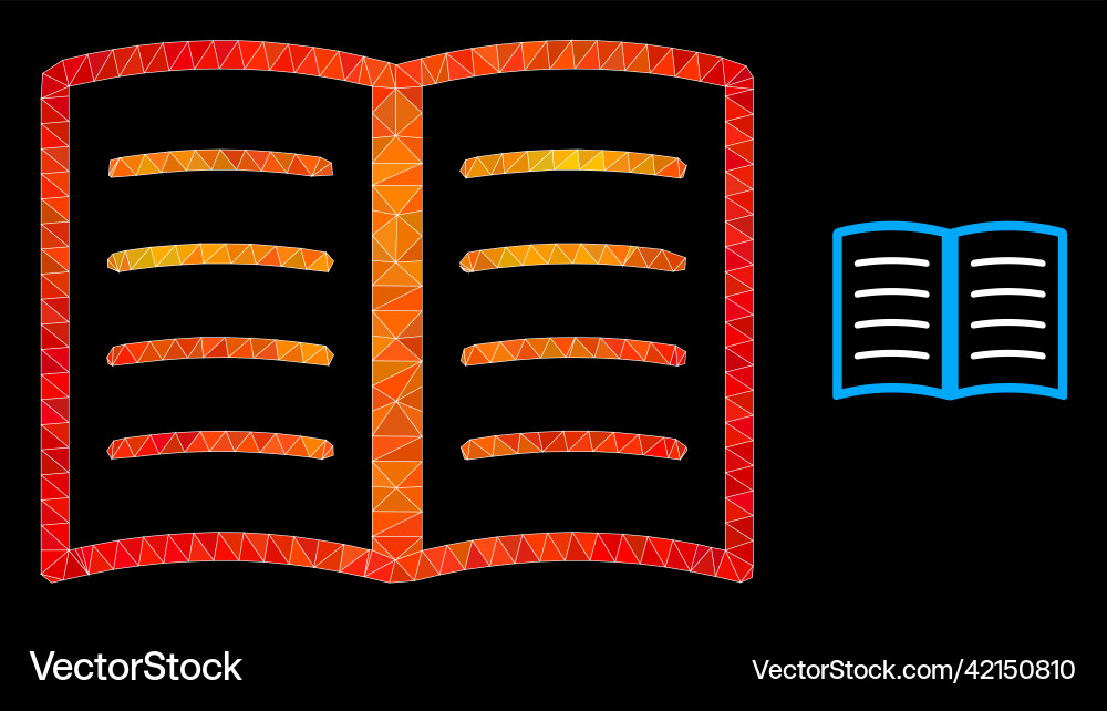 Lowpoly open book icon with flame gradient Lowpoly open book icon with flame gradient vector image