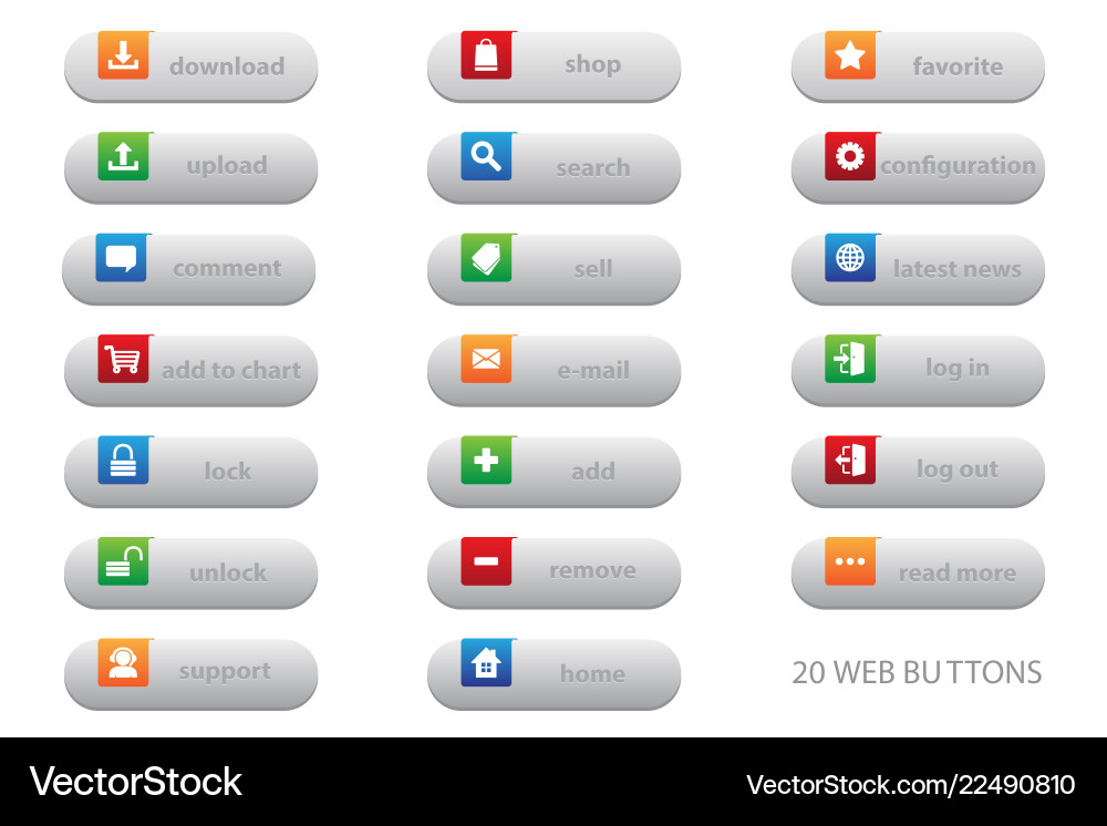 Modern Web Buttons - Flat Style vector image