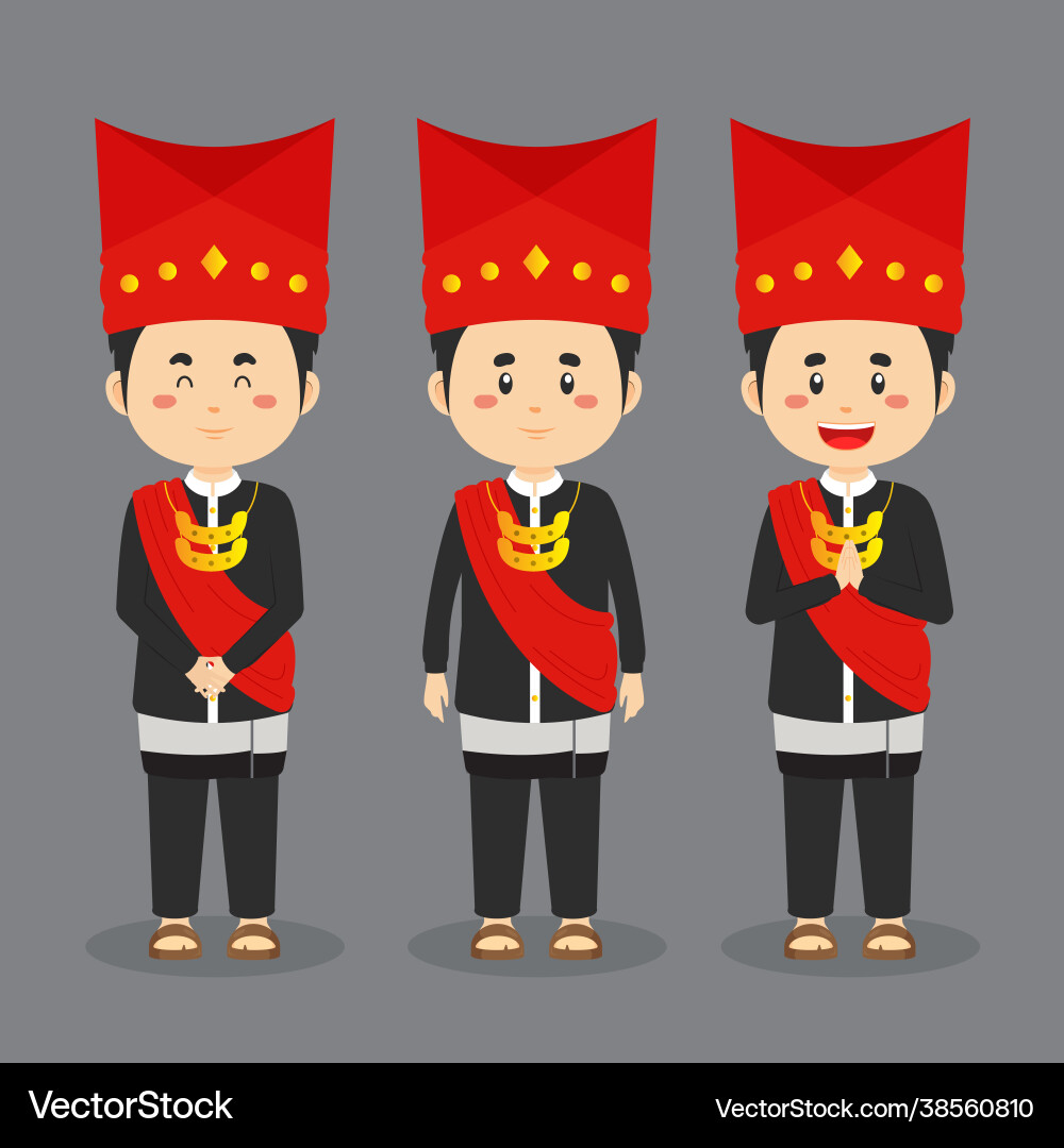 North sumatra character with various expression Vector Image