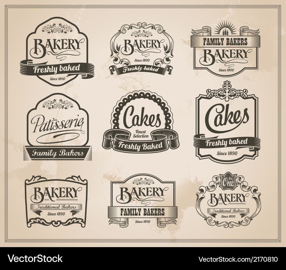 Retro Bakery Label Collection Vector Image