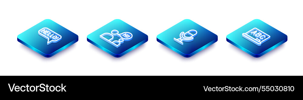 Set isometric line hello in different languages Set isometric line hello in different languages vector image