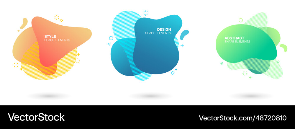 Set of abstract gradient liquid shape amoeba Vector Image