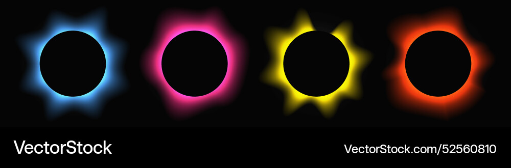 Set of circle illuminate light frames Vector Image
