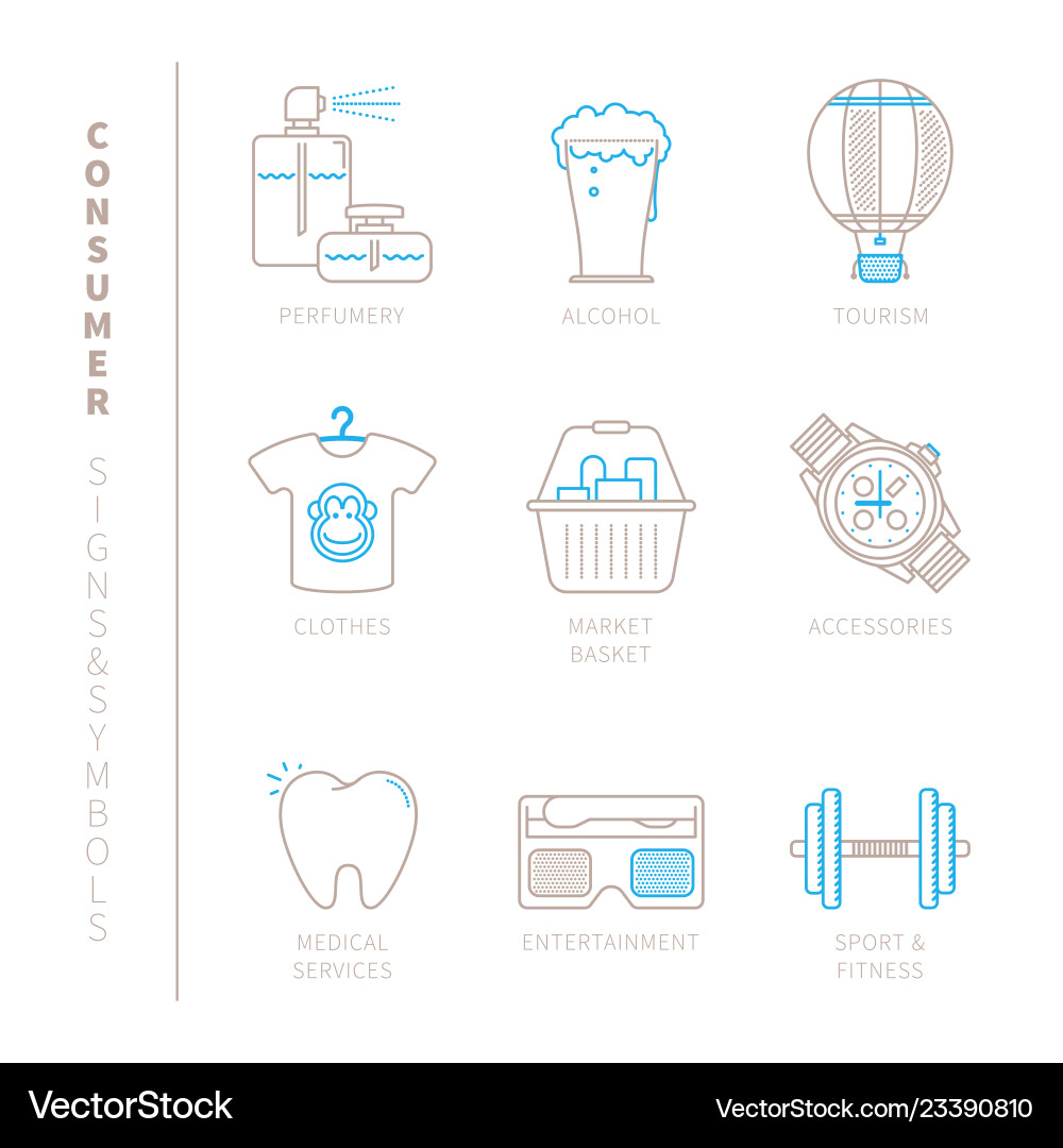 Set of shopping icons and concepts in mono thin Set of shopping icons and concepts in mono thin vector image