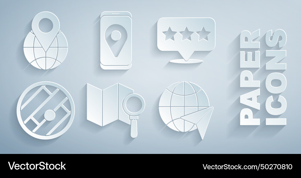 Set search location map pointer with star folded Set search location map pointer with star folded vector image