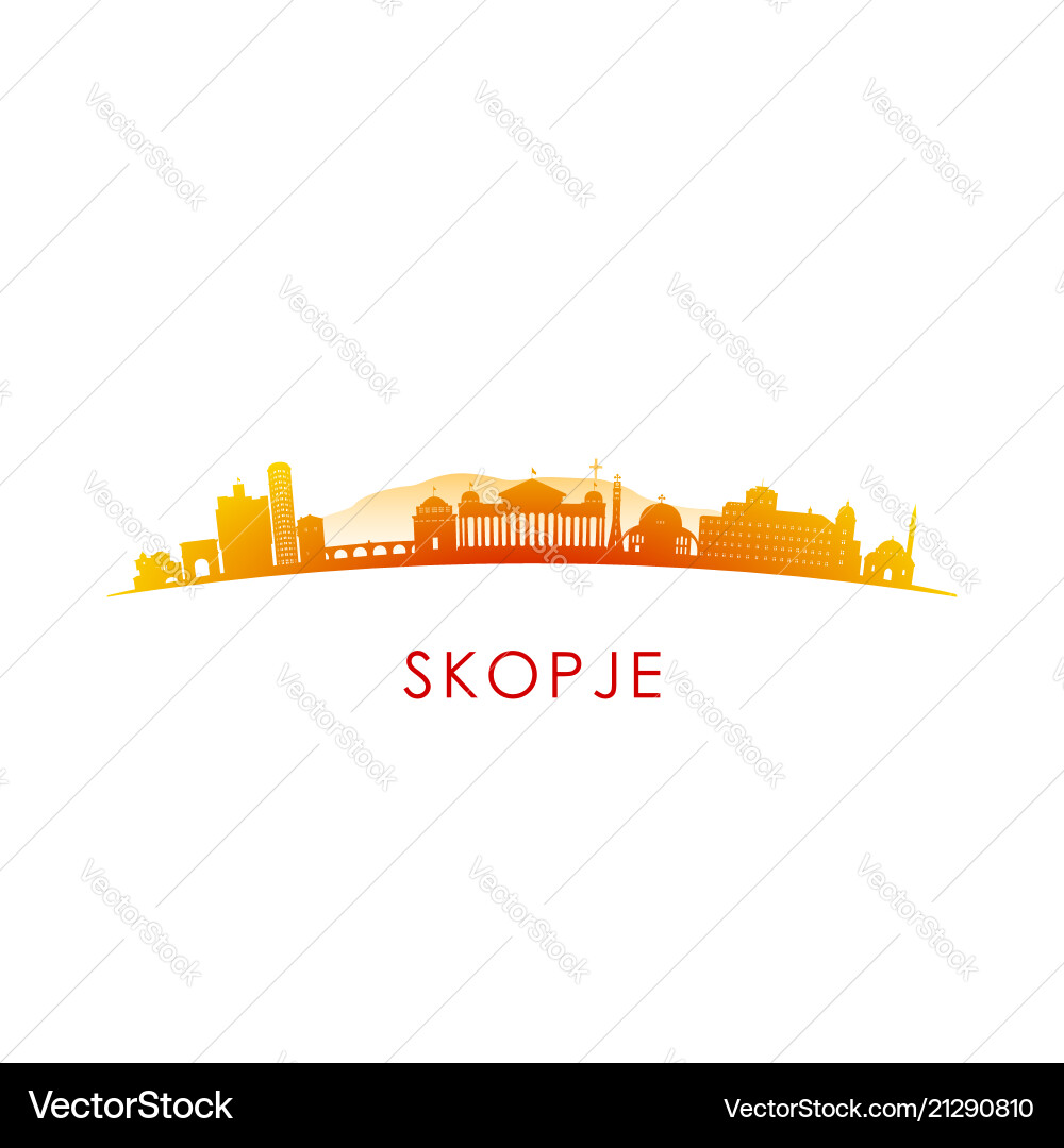 Skopje skyline silhouette design colorful Skopje skyline silhouette design colorful Vector Image