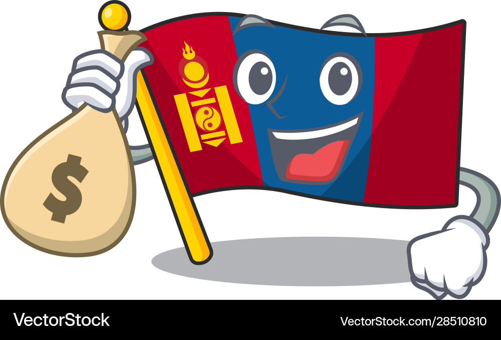 Smiley flag mongolia scroll cartoon character Vector Image