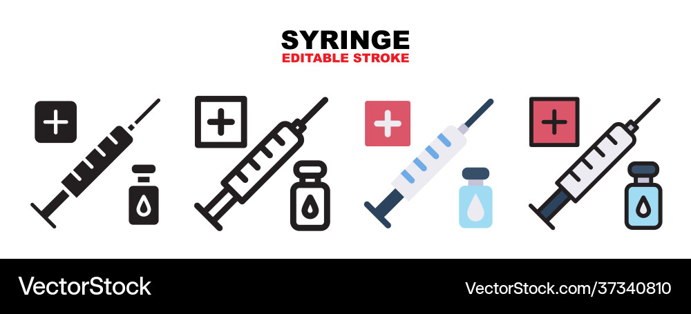 Syringe icon set with different styles vector image