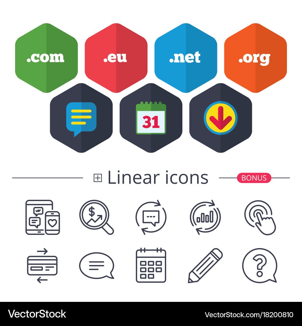 Top-Level-Domains signiert com eu net und org vektorbild