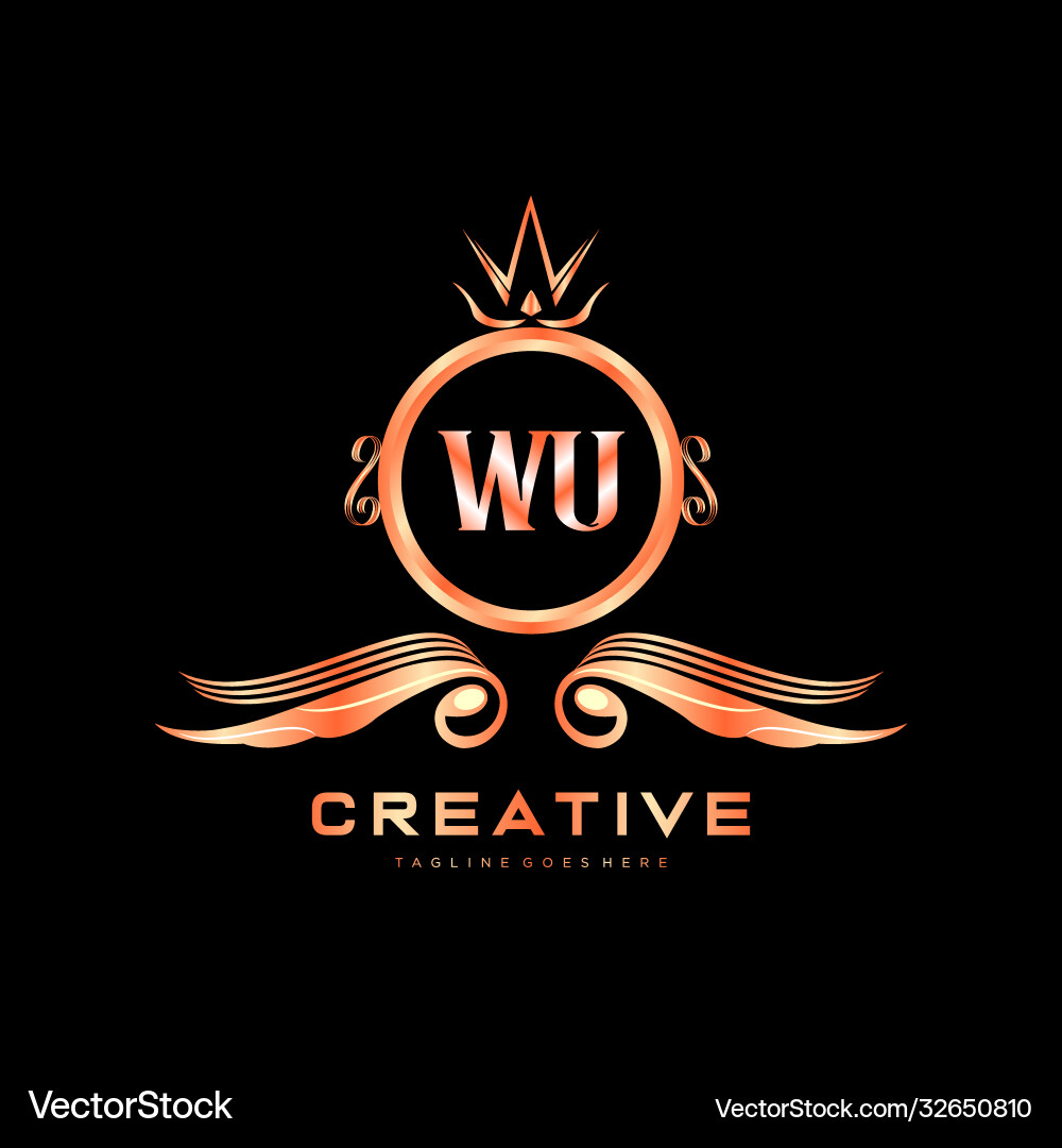 Wu initial logo with colorful circle template Wu initial logo with colorful circle template Vector Image