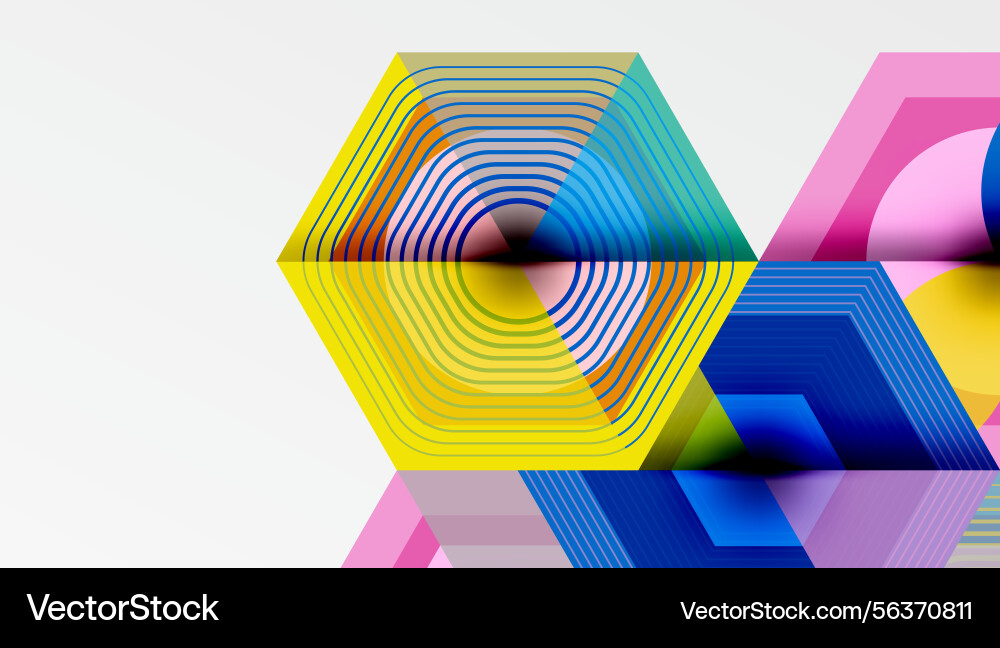 Abstract geometric composition hexagons overlap Vector Image