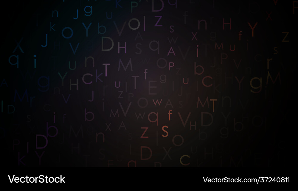 Alphabet colorful dark background gradient random Alphabet colorful dark background gradient random Vector Image