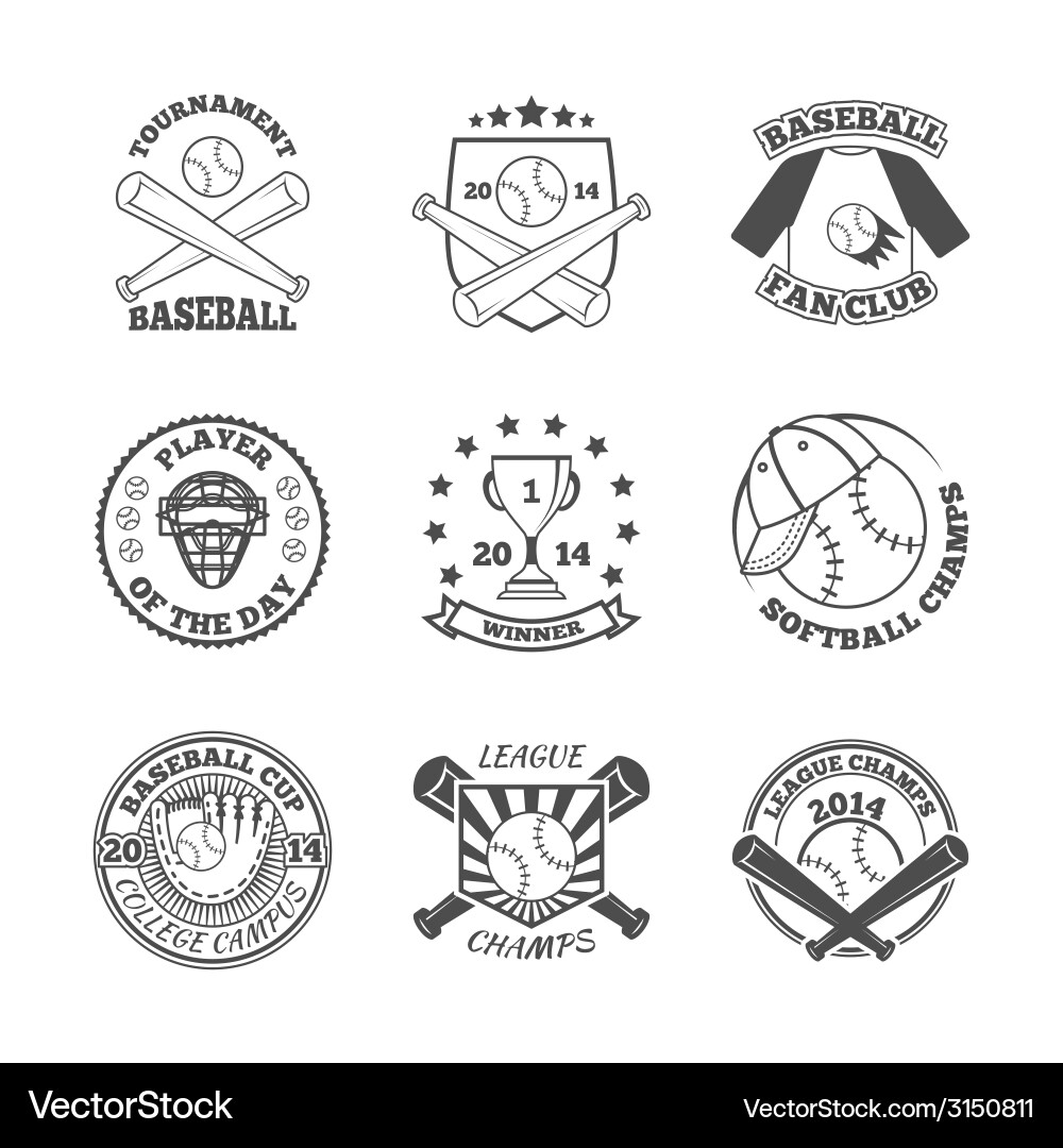 Baseball Labels and Icons Collection Vector Image