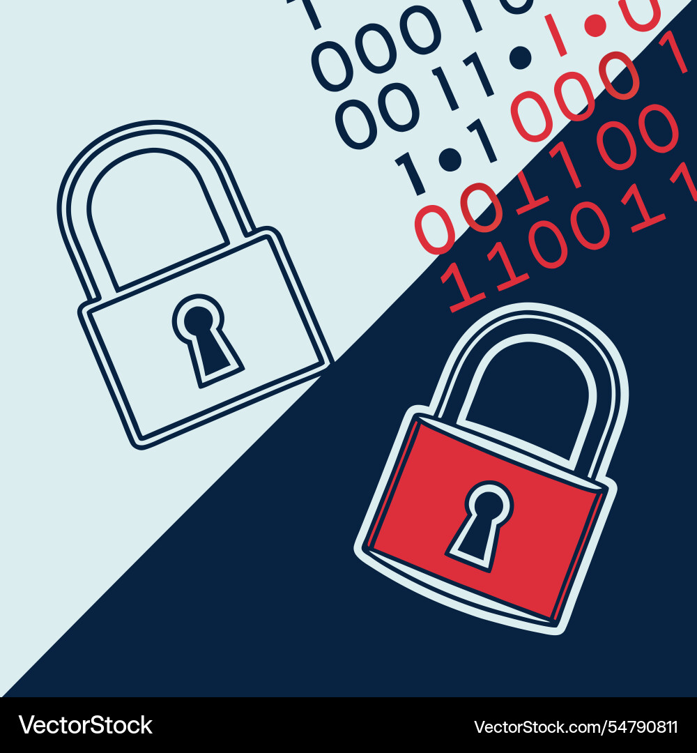 Binary codes overlaying padlock icons Vector Image