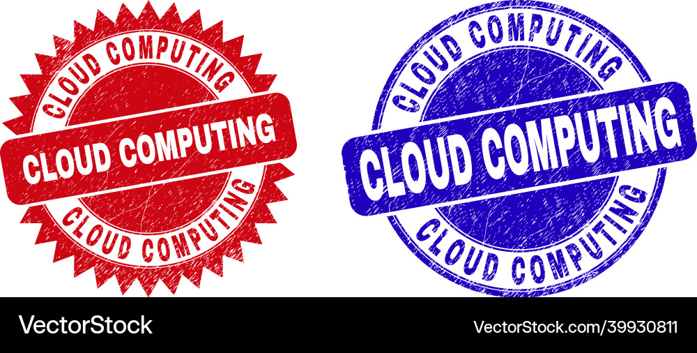 Cloud computing round and rosette watermarks vector image