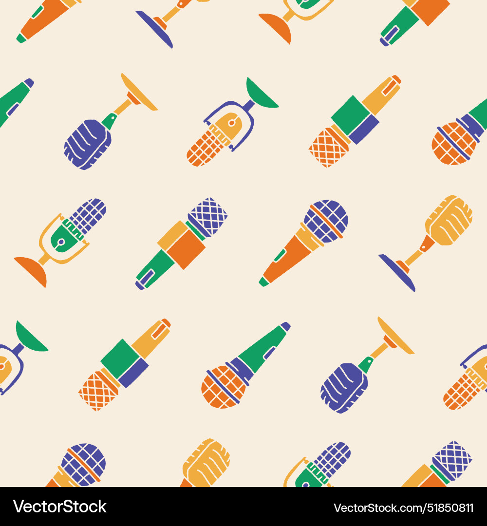 Collection of microphone seamless pattern Collection of microphone seamless pattern Vector Image