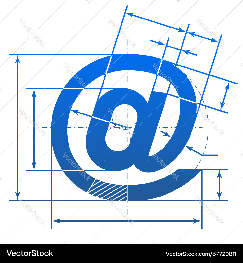 Email symbol with dimension lines Vector Image