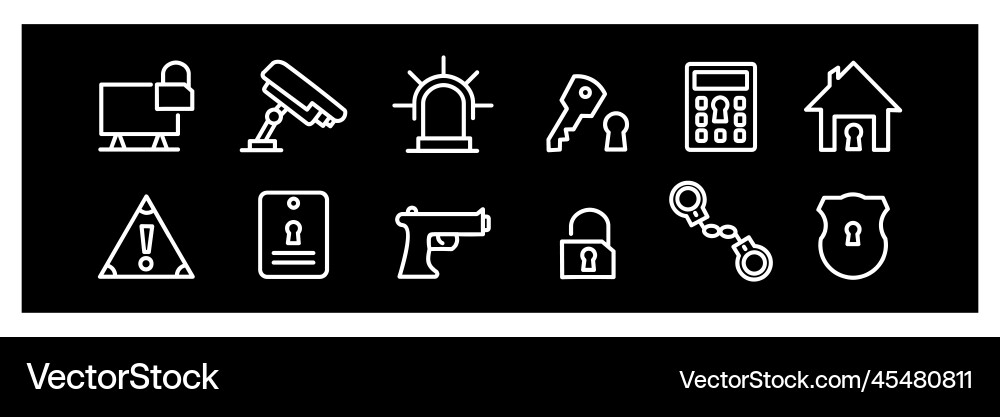 Flat security simple concept icons set vector image
