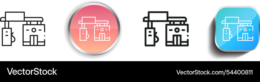 Gas station icon thin linear regular and button vector image